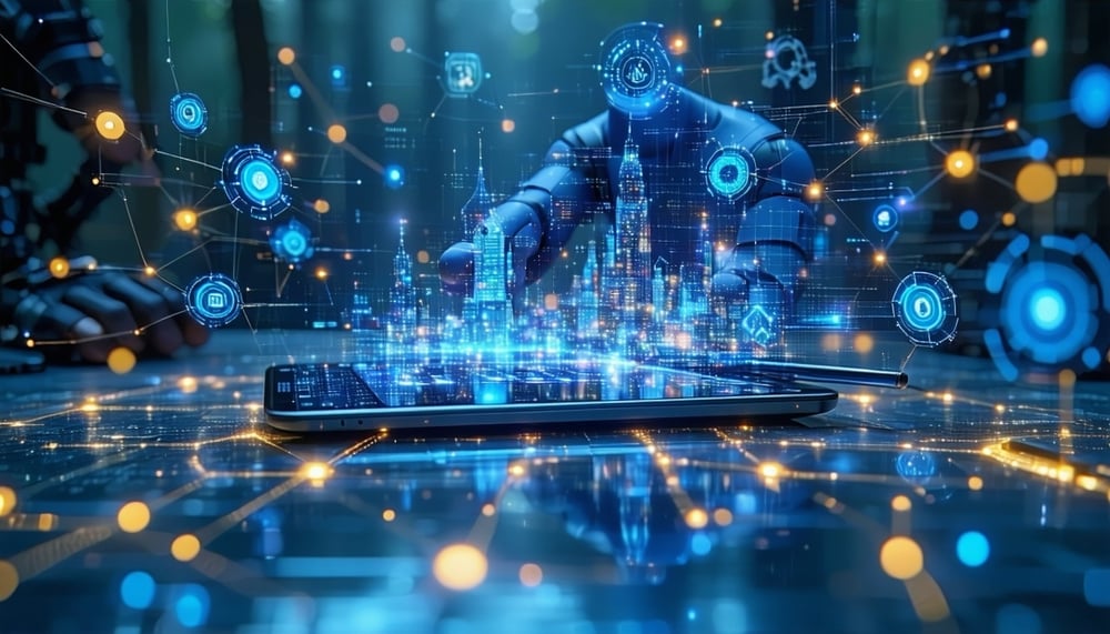 Elegant visual representation of AI connectivity and innovation Elegant visual representation of AI connectivity and innovation